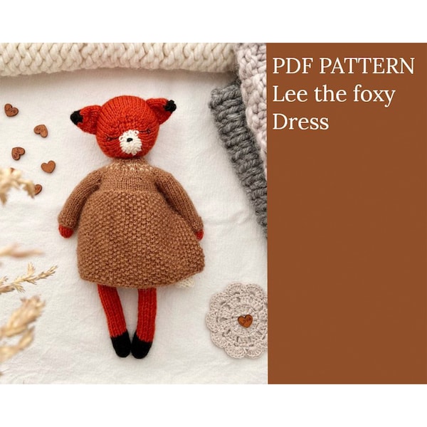 Lee the foxy knitting pattern. Cute fox pattern. English and Russian PDF.