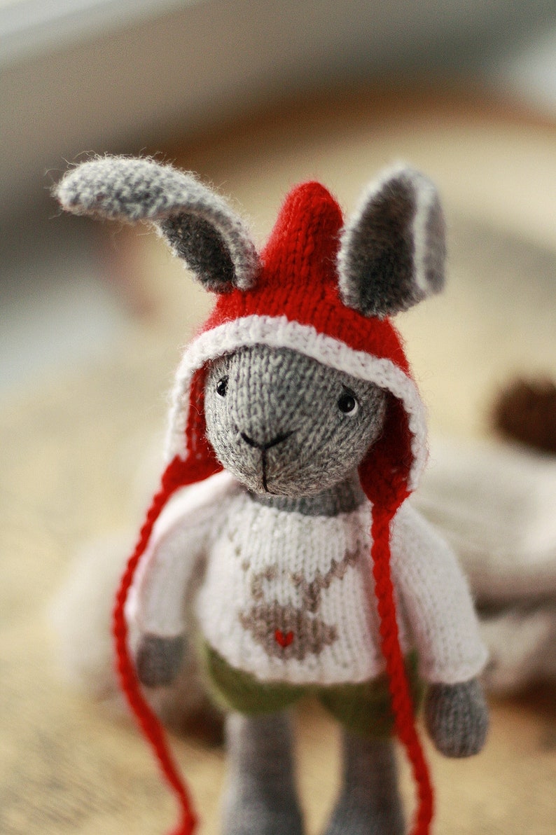 Christmas knitted bunny pattern. Knitting amigurumi. PDF tutorial image 7