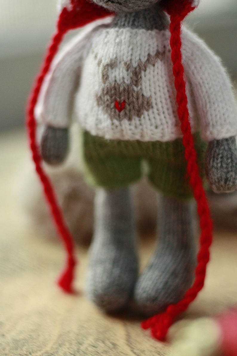 Christmas knitted bunny pattern. Knitting amigurumi. PDF tutorial image 4