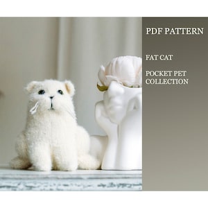 Fat Cat Matilda knitting pattern. Amigurumi cute kitten step by step tutorial. DIY knitting project.  English PDF.