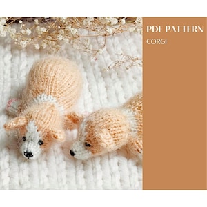 Corgi knitting pattern Amigurumi dog pattern. English and Russian PDF.