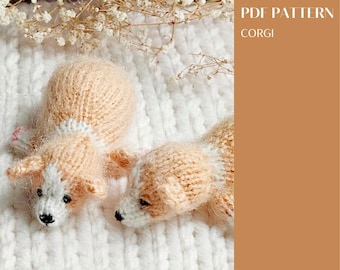 Corgi knitting pattern Amigurumi dog English and Russian