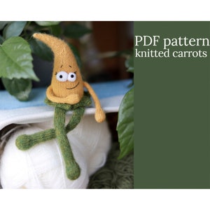 Knitting Pattern Funny Carrot Toy. Whimsical Vegetable Pattern. Long Leg Character. PDF Tutorial for Kids Room Decor