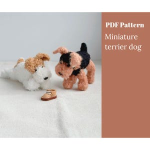 Schema per lavorare a maglia il cane Terrier. PDF in inglese e russo.