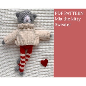 Mia the Kitty knitting pattern. Cute cat pattern. English and Russian PDF.