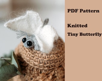 Tiny Butterfly knitting pattern. Miniature Fuzzy Insect Toy PDF Tutorial