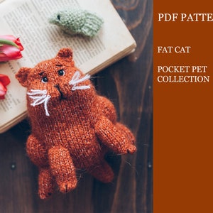 Fat Cat Matilda knitting pattern. Amigurumi kitten step by step tutorial. DIY newborn props.  English PDF.