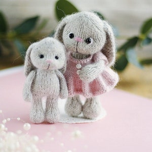 Bunny knitting pattern. Cute animal toy in a dress. DIY image 4