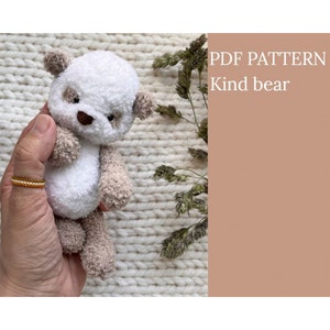 Knitting pattern Kind Bear Toy. English and Russian language. Knitting tutorial PDF.