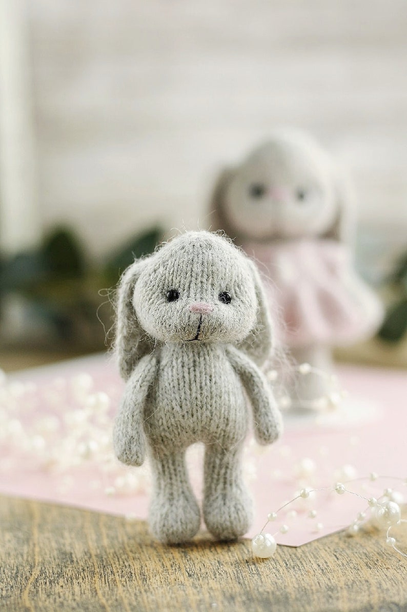 Bunny knitting pattern. Cute animal toy in a dress. DIY image 2