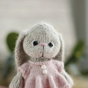 Bunny knitting pattern. Cute animal toy in a dress. DIY image 3