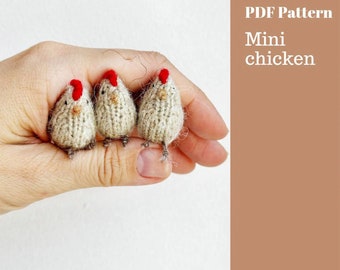 Mini chiken Knitting pattern. English and Russian PDF.