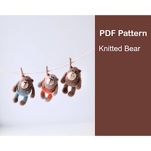 Knitting Bear Pattern PDF – Cute Amigurumi Bear for Backpack Decoration – Small Knitted Toy Tutorial – DIY Soft Plush Animal