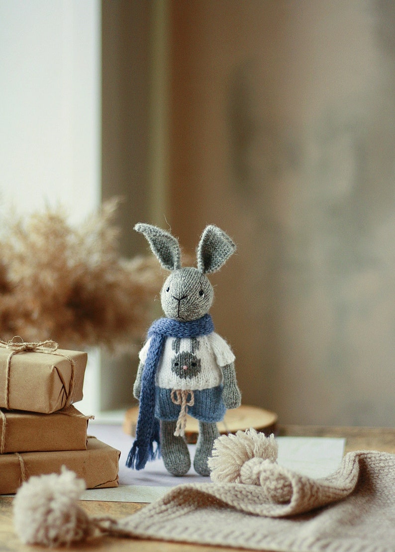 Christmas knitted bunny pattern. Knitting amigurumi. PDF tutorial image 3
