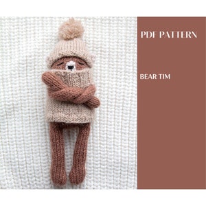 Bear Tim knitting pattern. English and Russian PDF.