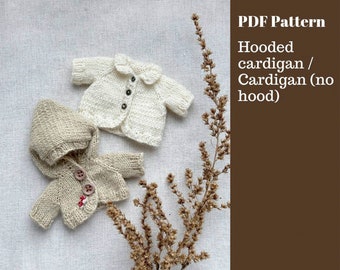 HOODED CARDIGAN knitting pattern. English and Russian PDF.