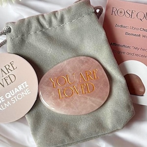 Engraved Worry Stone for Calming and  positivity pocket size Gemstone for good luck, Thank You Gift for Love Engraved Crystal Gift