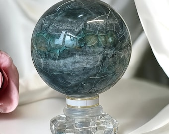 Chrysocolla Sphere, Blue Green Crystal Ball, Natural Chrysocolla Gemstone, Home Decor, Communication Stone, Gift for Her