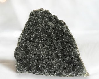 Black Amethyst Crystal Cut Base, Unique Display Stone, Natural Gemstone Decor, Healing Crystal