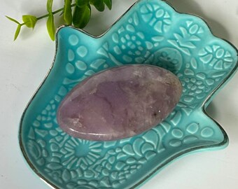 Lepidolite Crystal Palm Stone Crystal for Anxiety Relief  purple Lepidolite Gemstone