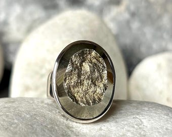 Pyrite Silver Statement Ring UK P.5