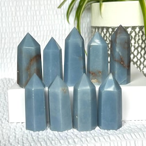Angelite Tower, Blue Angelite Point, Choose Your Crystal, Calming Stone for Peace, Soft Blue Crystal