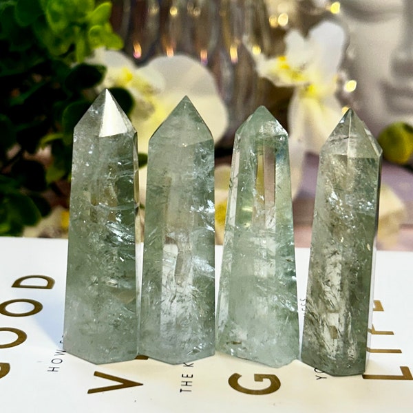 Prasiolite Towers - Green Amethyst Healing Crystals for Spiritual Growth, Meditation, and Abundance