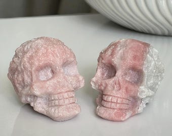 Pink Opal Skull Carving, Matte Finish, Gemstone Skull, Crystal Skull, Skull Decor, Healing Crystal, Metaphysical Gift, Choose Yours