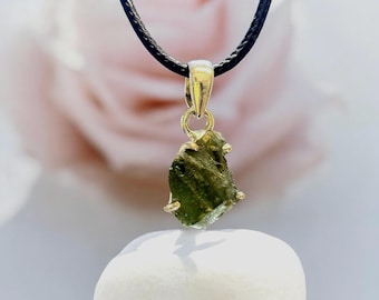 Real Moldavite Pendant, 925 Silver, Natural Tektite, Unique Crystal Necklace