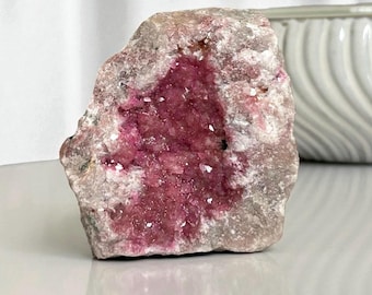 Cobaltoan Calcite Freeform Congo, Rare Raspberry Pink Druzy, Sparkling Crystal, Emotional Balance Stone, Collectors Crystal,  Crystal Gift