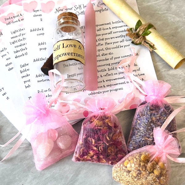 Spell Bottle Kit - Healing, Self-Love, Protection - Complete DIY Set with Instructions