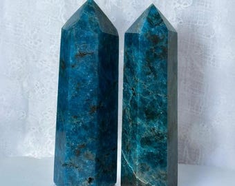 Blue Apatite Tower – Natural Crystal Point for Display, Energy Work or Gifting