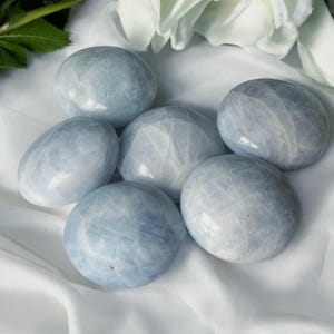 Blue Calcite Palm Stone: Soothing Crystal for Meditation & Healing
