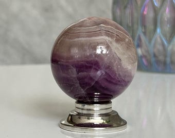 Purple Fluorite Sphere, Crystal Ball, Meditation Sphere, 41mm Gemstone, Polished Stone, Healing Crystal Gift