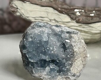 Raw Celestite Crystal Cluster, Blue Celestine Mineral Specimen, Large Celestite Geode, Natural Crystal for Meditation, Spiritual Home Decor