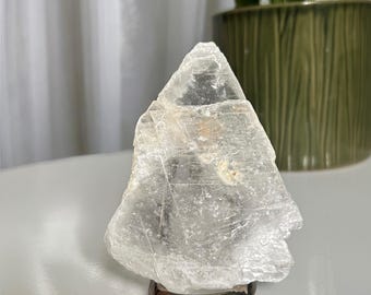 Selenite Crystal Slab, Clear Polished Stone, Raw Selenite Sheet, Flat Crystal Plate, Spiritual Cleansing Tool