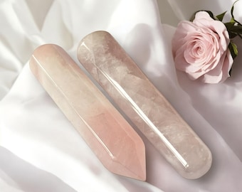 Rose Quartz Massage Wand, Crystal Wand, Polished Rose Quartz, Reiki Tool, Meditation, Self-Care, Wellness Gift, Natural Stone