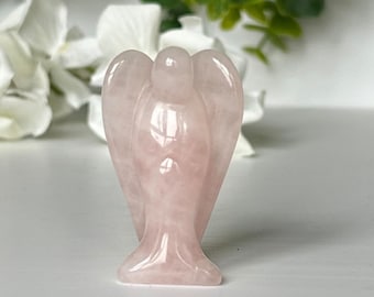 Rose Quartz Angel Carving, Crystal Angel Figurine, Rose Quartz Pocket Angel, Guardian Angel Gift, Spiritual Crystal for Love