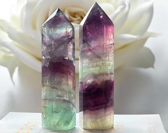 Rainbow Fluorite Tower, Natural Crystal Point, Gemstone Obelisk, Home Décor, Unique Gift, Mineral Collection