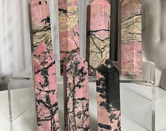 Rhodonite Point, Pink Rhodonite Tower, Unique Crystal Wand, Pick Your Own, Soft Pink Crystal Decor