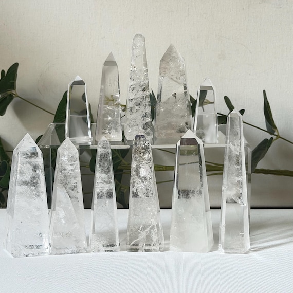 Clear Quartz Crystal Points: Polished Obelisk Towers for Decor