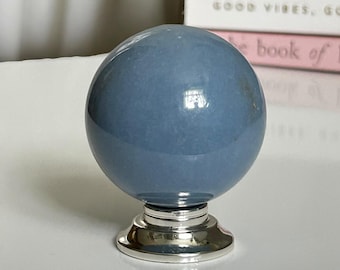 Angelite Sphere, Blue Crystal Ball, Natural Angelite Orb, Decorative Stone Sphere, Soothing Crystal Gift