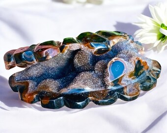 Rainbow Amethyst Crystal Sea Shell  Druzy Amethyst Clam Shell Unique Crystal Home Decor  Spiritual Gift"