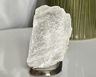 True Selenite Slab, Clear Selenite Crystal, Flat Selenite Plate, Raw Crystal Slice, Natural Crystal Slab