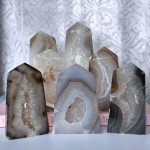 Druzy Agate Tower: Slim Freestanding Crystal Point