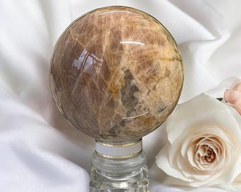 Black Moonstone Sphere, Polished Crystal Ball, Intuition Stone, Natural Moonstone, Crystal Gift