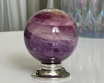Purple Fluorite Sphere, Lavender Crystal Ball, 45mm Polished Gemstone, Meditation Sphere, Unique Formations, Spiritual Gift