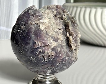 Grape Agate Druzy Sphere: Indonesian Chalcedony Crystal Ball