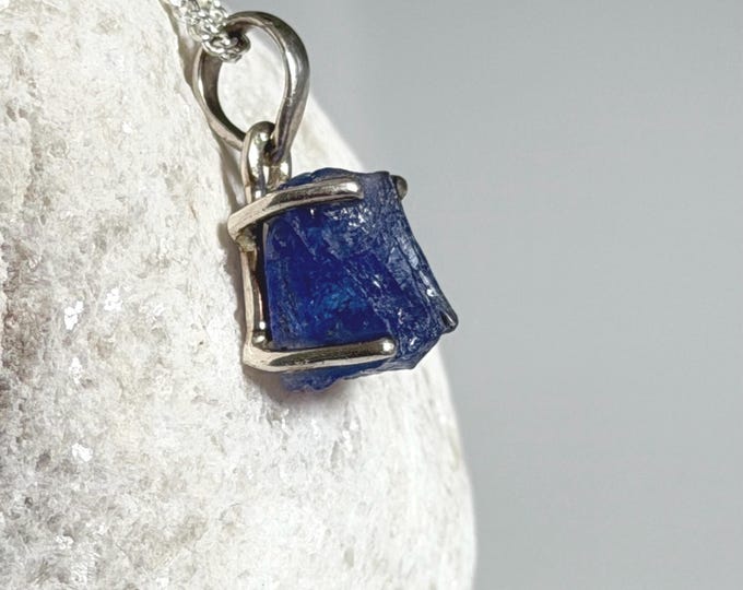 Tanzanite Crystal Pendant Necklace Sterling Silver Chain