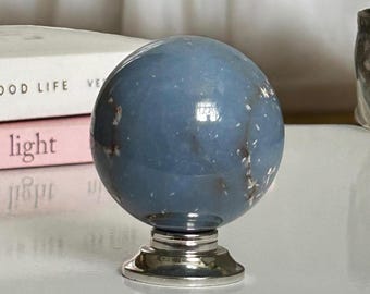 Angelite Sphere, Blue Crystal Ball, Natural Angelite Stone, Calming Crystal Orb, Crystal Gift Idea
